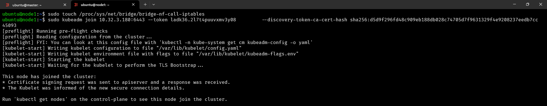 cài đặt k8s node thành công